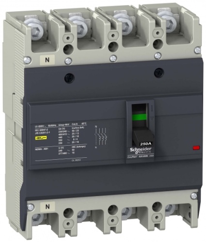 Автоматический выключатель EZC250 25 кА/415В 4П3Т 63 A | код. EZC250N4063 | Schneider Electric 
