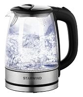 Чайник электрический Starwind SKG5210 1.7л. 2200Вт черный/серебристый корпус: стекло/металл/пластик | код 1152548 | STARWIND