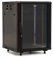 Hyperline TWB-FC-2766-GP-RAL9004 Шкаф настенный 19-дюймовый (19), 27U, 1316x600х600мм, стеклянная дверь с перфорацией по бокам, ручка с замком, с возможностью установки на ножки (в комплекте), цвет черный (RAL 9004) (разобранный) | код 403894 (0) Бр