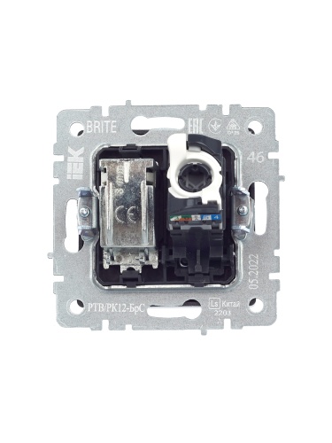 BRITE Розетка двойная TV+RJ45 кат.5E РТВ/РК12-БрС сталь | код BR-AK20-1-K46 | IEK фото 5