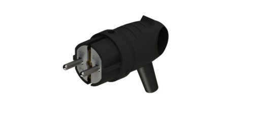 Вилка MultiSet 2К+З 16А/250В IP44 угловая каучуковая черн. | код MST1102BK | Systeme Electric