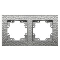 Рамка фактурная 2 поста универсальная UNIVersal Афина серебро (еврослот) | код A10044-S | Universal