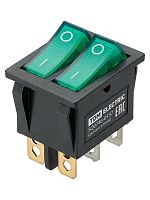 KCD3-221N 250В AC/DC, 1P, 15А, (6с), ON-OFF, черный корпус, две зеленые клавиши, LED, TDM | код SQ0746-0157 | TDM