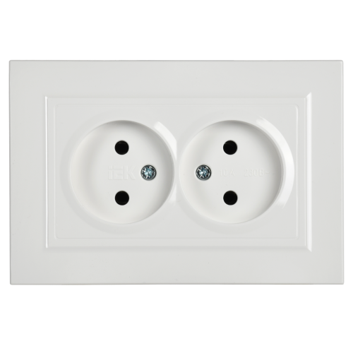 BRITE Розетка 2-местная без заземления без защитных шторок 10А в сборе РС12-2-БрБ белый | код BR-R20-10-K01-F | IEK фото 5