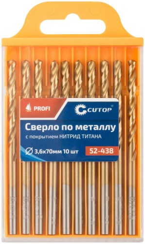 Сверло по металлу Cutop Profi с титановым покрытием, 3.6х70 мм (10 шт) | код 52-438 | FIT фото 3 Сверло по металлу Cutop Profi с титановым покрытием, 3.6х70 мм (10 шт) | код 52-438 | FIT фото 3