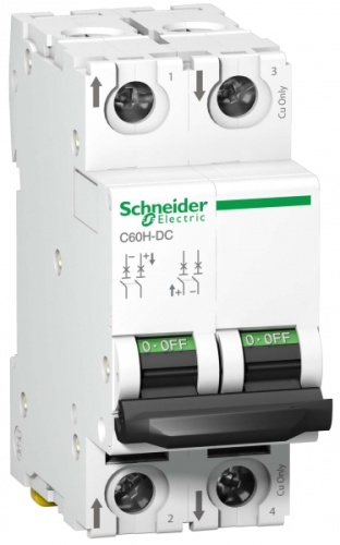 Выключатель автоматический двухполюсный C60H-DC 1А C 10кА | код. A9N61521 | Schneider Electric 