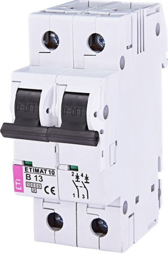 Автоматический выключатель ETIMAT 10 2p B 13А (10 kA) | код 002123715 | ETI