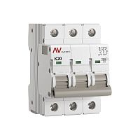 Выключатель автоматический AV-10 3P 20A (K) 10kA EKF AVERES | код mcb10-3-20K-av | EKF