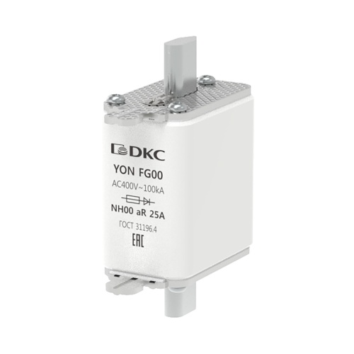 Предохранитель YON ножевого типа FG00 25А 400V характеристика aR | код 1FG00-0025-400V-AR | DKC