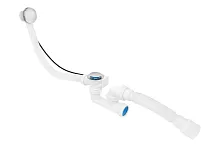 Сифон для ванны и глубокого поддона, полуавтоматический (выпуск с нержавеющей решеткой, с переливом 60 см) с гофротрубой 40х40/50 | код ИС.110641 | MasterProf