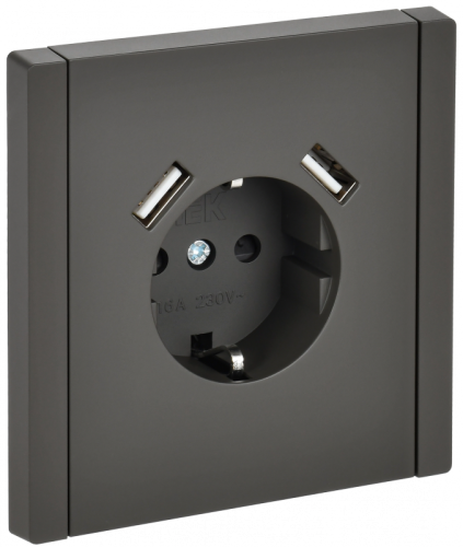 FORTE&PIANO Роз. з/к/ш в/к 16А USB A+A 3,1А FP345 сер. IEK | код FP-R14-16-U21-D31-K03 | IEK