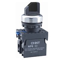 Переключатель без подсветки NP8-20X/332, 3 положения с возвратом, черная, 2НО, IP65 (CHINT) | код 578767 | CHINT