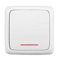 Переключатель одноклавишный наружный с изоляционной пластиной с индикацией белый 16А | код ВА16-164 | HEGEL