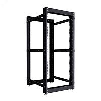 Стойка серверная OR двухрамная 24U 600-1000мм, комплект ножек, черный RAL 9005 | код NTSS-2POR24U/600-1000-BL | NTSS