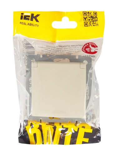 BRITE Розетка 1-местная с заземлением с защитными шторками и крышкой 16А IP20 РСбш10-3-БрКр бежевый | код BR-R16-16-K10 | IEK фото 4