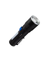 Фонарь аккумуляторный ручной 10Вт LED+2Вт COB LED zoom-линза Li-ion 18650 1800мА.ч корпус анодированный алюм. USB-шнур type C зажим для крепления | код KOC133Lit | КОСМОС