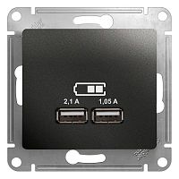 Розетка 2xUSB GLOSSA, антрацит | код. GSL000733 | Schneider Electric