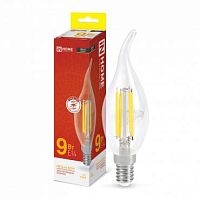 Лампа светодиодная LED-СВЕЧА НА ВЕТРУ-deco 9Вт свеча на ветру прозрачная 3000К тепл. бел. E14 1040лм 230В | код 4690612026220 | IN HOME