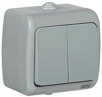 Выключатель 2-кл. 1п ОП Aquatic 10А IP54 ВС-20-2-0-А сер. | код EVA20-K03-10-54 | IEK