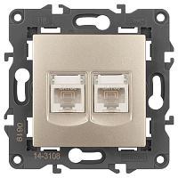Розетка 2хRJ45, Эра Elegance, шампань, 14-3108-04 | код Б0034311 | ЭРА