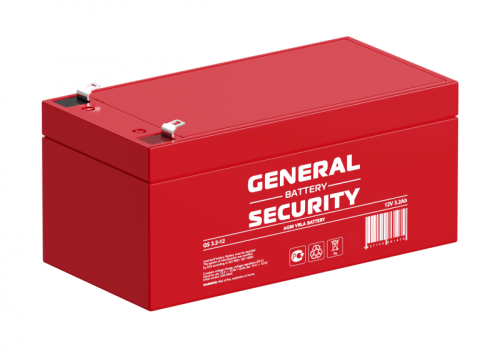 GS3.2-12 Аккумуляторная батарея систем охраны и пожарной безопасности, напряжение: 12В, ёмкость: 3,2Ач, клеммы типа: F1, Размеры ДШВ: 134х67х65мм, вес: 1,3кг. Срок службы: до 5 лет. | код GS3.2-12 | GENERAL SECURITY