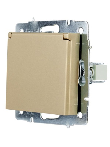 VESNA Розетка с/з с крышкой ПБТ золото | код 742-3688-123B | LEZARD фото 5