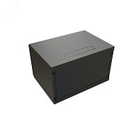 Шкаф настенный 19-дюймовый 19'' 6U 367x600х600мм стеклянная дверь с перфорацией ручка с замком черный RAL 9004 WRline'' | код WR-TW-0666-GP-RAL9004 | WRLine