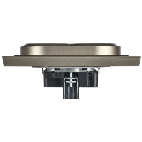 BRITE Розетка 2-местная с заземлением без защитных шторок 16А в сборе РС12-3-БрШ шампань | код BR-R21-16-K37-F | IEK фото 2