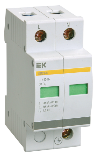 Ограничитель перенапряжения двухполюсный ОПС1-В 2п 30кА 400В | код MOP20-2-B | IEK Ограничитель перенапряжения двухполюсный ОПС1-В 2п 30кА 400В | код MOP20-2-B | IEK
