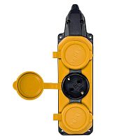 Колодка удлинителя 3-м с заземл. 16А IP44 каучук желт. TOKOV | код TKE-C07-KK3-Z | TOKOV ELECTRIC