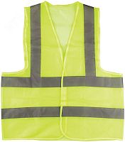 Жилет сигнальный желтый, 2 горизонтальные и 2 вертикальные полосы, 60 гр, размер XL | код 12126М | MOS