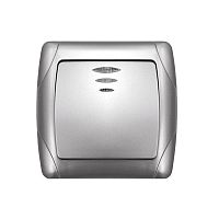 Выключатель 1-кл. СП Маргарита 10А IP20 с подсветкой серебр. UNIVersal | код М0121-S | Universal