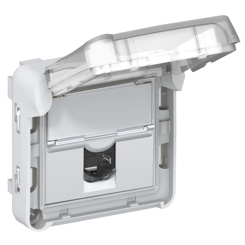 Розетка RJ 45 - Программа Plexo - категория 6 - UTP - IP 55 с закрытым клапаном - IK 07 | код 069561 | Legrand