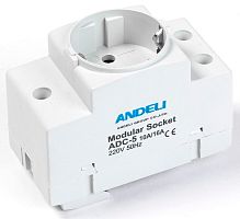 Розетка AM-Euro с заземляющим контактом на DIN-рейку (ANDELI) | код ADL13-010| ANDELI