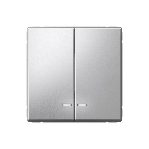 Выключатель 2-кл. ArtGallery (сх. 5а) 10AX с подсветкой механизм алюм. | код GAL000353 | Systeme Electric