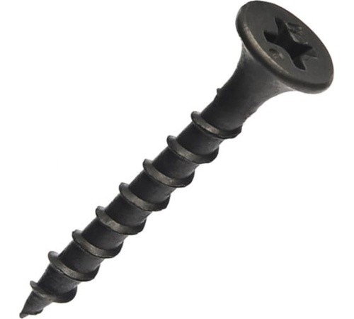 Саморез гипсокартон/металл черный 3,5х32 | код screw-GM-32-sht | Крепдил