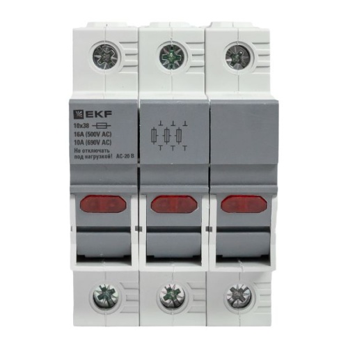Предохранитель-разъединитель DF 10х38 3Р (тип ПВЦ) | код df103-e | EKF фото 5 Предохранитель-разъединитель DF 10х38 3Р (тип ПВЦ) | код df103-e | EKF фото 5