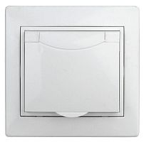 Розетка 1-м СП Plano 1-203-01 16А IP20 250В 2P+E Schuko защ. крышка бел. | код. Б0053889 | Intro