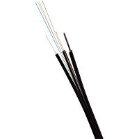 ВО кабель внешний FTTH Drop с тросом, плоский, FRP, PE, 4 волокна, SM G657, черный | код LAN-OFC-FOF4-S7-PE-T | LANMASTER