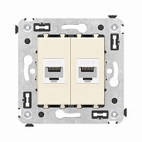 Компьютерная розетка RJ-45 без шторки в стену, кат.6 двойная, Avanti, Ванильная дымка | код 4405694 | DKC