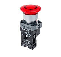 Кнопка грибовидная с LED подсветкой без фиксации, 220V AC/DC, 1NC, красный, 40 мм, мет. MTB2-BW4634 | код 59643 | MEYERTEC