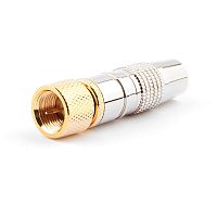 Разьем Cablexpert SPL6-04, F (папа), позолоченный, латунь OD8.5, блистер | код SPL6-04 | Cablexpert