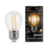 Лампа светодиодная филаментная Black Filament 5Вт шар 2700К E27 | Код. 105802105 | Gauss