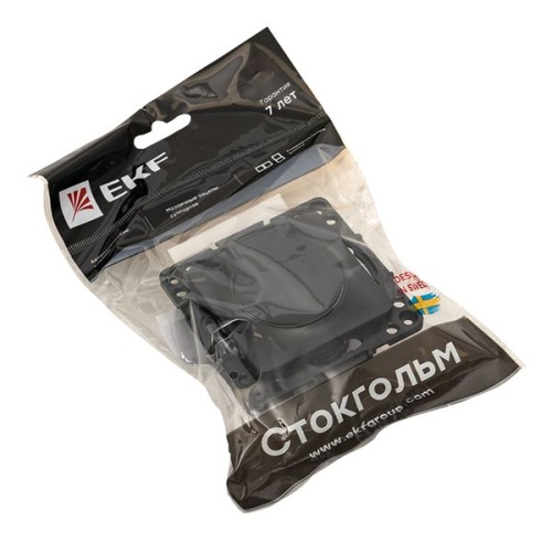 Стокгольм Механизм Розетки 1-местной с/з 16А черный с крышкой и защ, штор, IP44 PROxima | код EZR16-028-10-44 | EKF фото 3