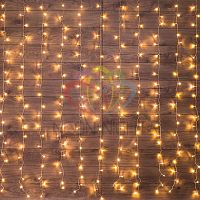 Гирлянда "Светодиодный дождь" с контроллером 1.5х1.5м 144LED тепло-бел. прозр. провод 12Вт 220В IP20 | код 235-036 | Neon-Night