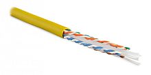 Кабель витая пара U/UTP категория 6 4 пары (23 AWG) одножильный (solid) с разделителем LSZH нг(С)-HF желтый, Hyperline UUTP4-C6-S23-IN-LSZH-YL-305 (305 м) | код 251950 | Hyperline