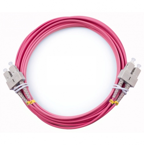 Патч-корд оптический LANMASTER, дуплексный, SC/PC-SC/PC, OM4, LSZH, 0.5 м | код LAN-2SC-2SC/OM4-0.5 | LANMASTER