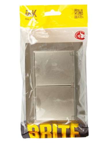 BRITE Розетка 2-местная с заземлением с защитными шторками и крышкой 16А в сборе IP44 РСбш12-3-44-БрШ шампань | код BR-R26-16-44-K37-F | IEK фото 8