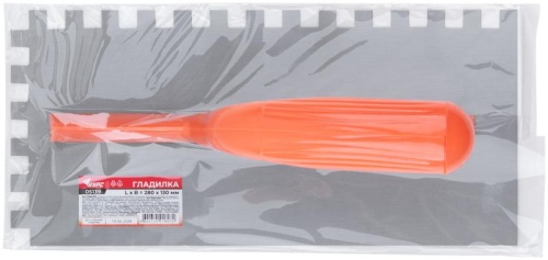 Гладилка стальная с пластиковой ручкой, 280х130 мм зубчатая, зуб 10х10 мм | код 5139 | FIT фото 3 Гладилка стальная с пластиковой ручкой, 280х130 мм зубчатая, зуб 10х10 мм | код 5139 | FIT фото 3