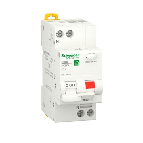 Выключатель автоматический дифференциального тока (ДИФ) RESI9 1P+N С 16А 6000А 30мА тип AC | код. R9D25616 | Schneider Electric